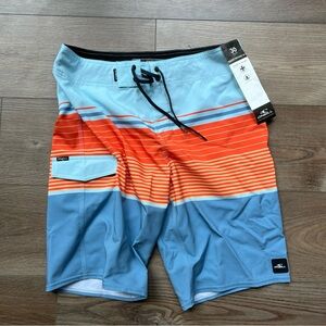 Mens Size 30in O’Neill Board Shorts Blue/Orange Swim Below The Knee